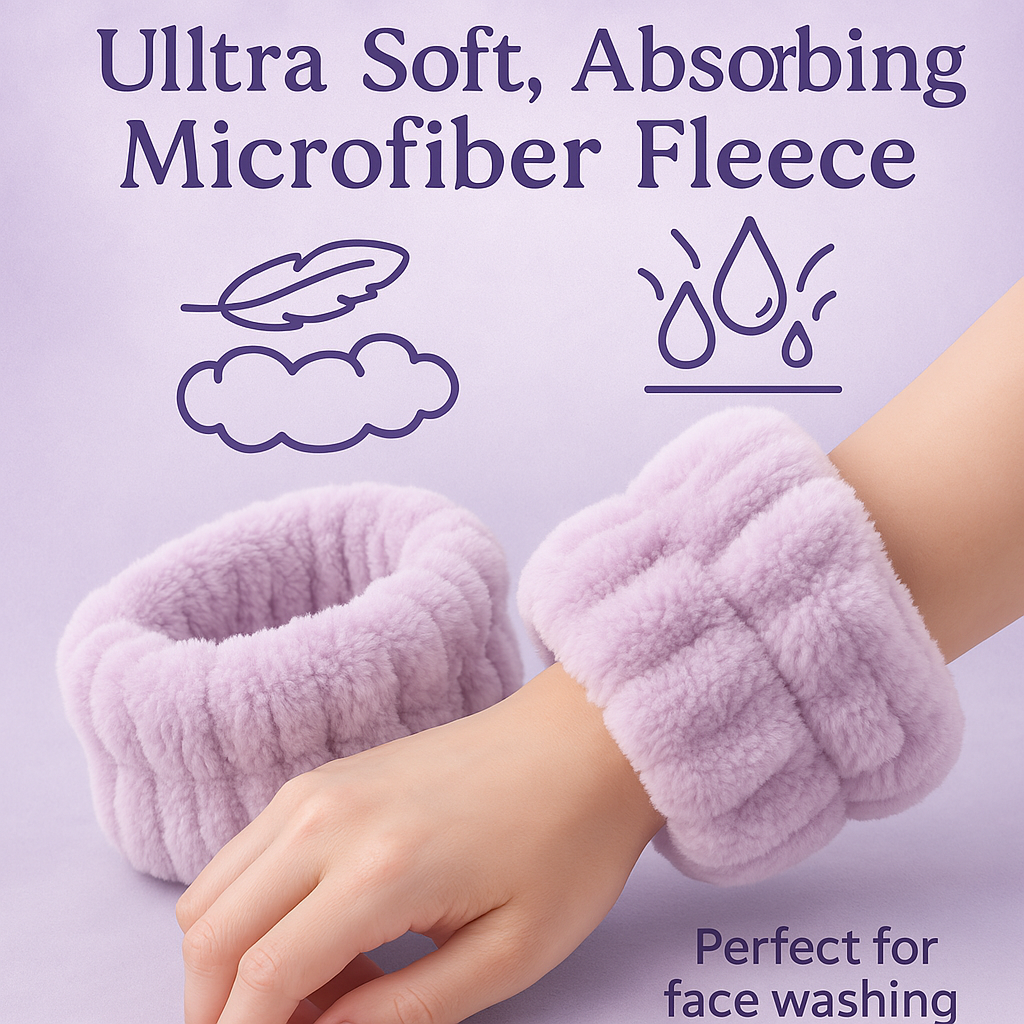 2 Orchids Face Wash Headband & Wristband Set – Fluffy Spa Headband for Washing Face & Skincare