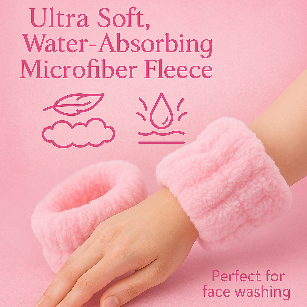 2 Orchids Face Wash Headband & Wristband Set – Fluffy Spa Headband for Washing Face & Skincare