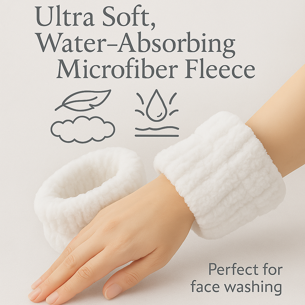 2 Orchids Face Wash Headband & Wristband Set – Fluffy Spa Headband for Washing Face & Skincare