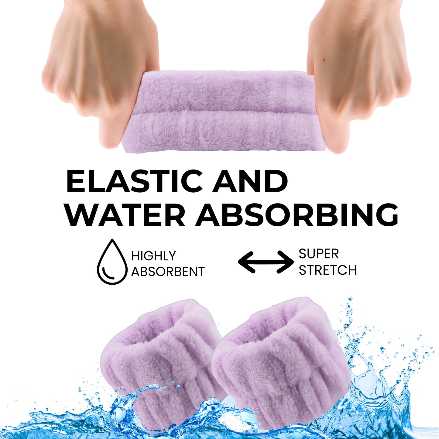 2 Orchids Face Wash Headband & Wristband Set – Fluffy Spa Headband for Washing Face & Skincare