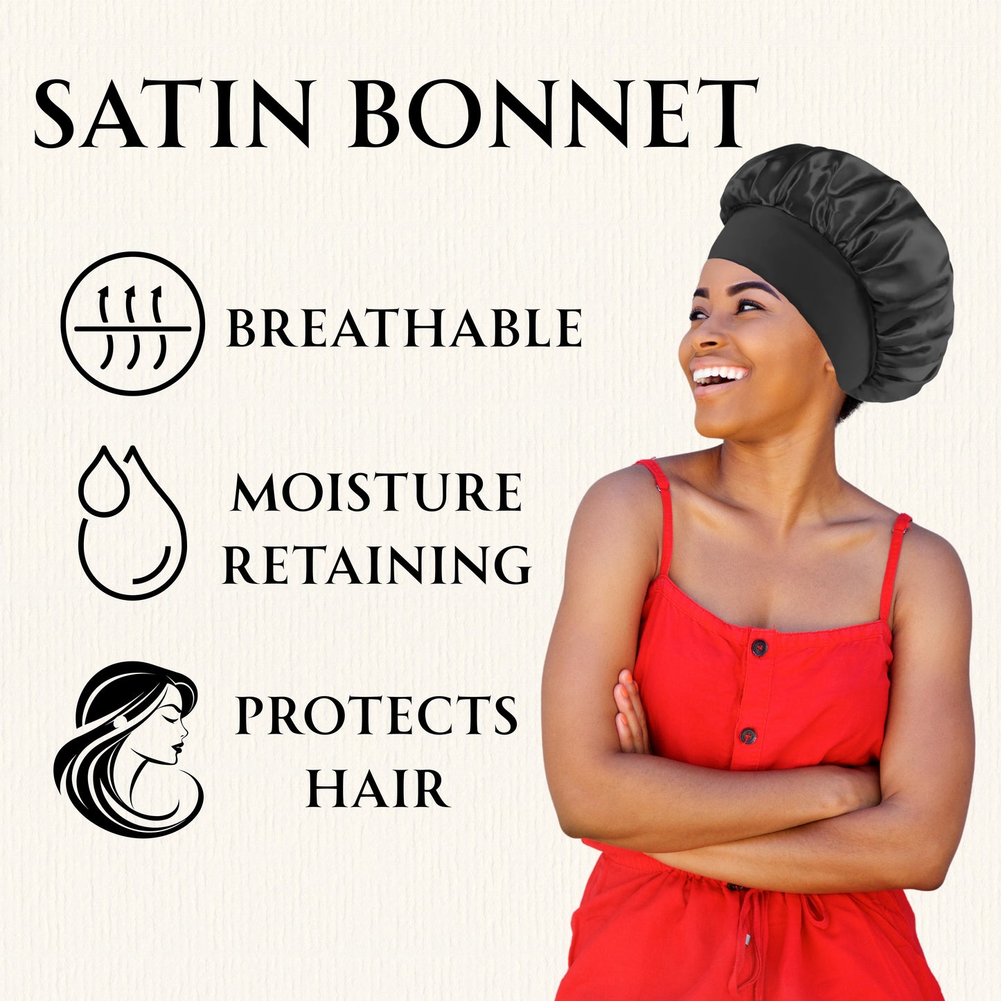 Satin Bonnet Silk Hair Bonnet for Sleeping, Sleep Bonnets for Women Large Wide Soft Band Sleep Cap for Curly Hair Braids