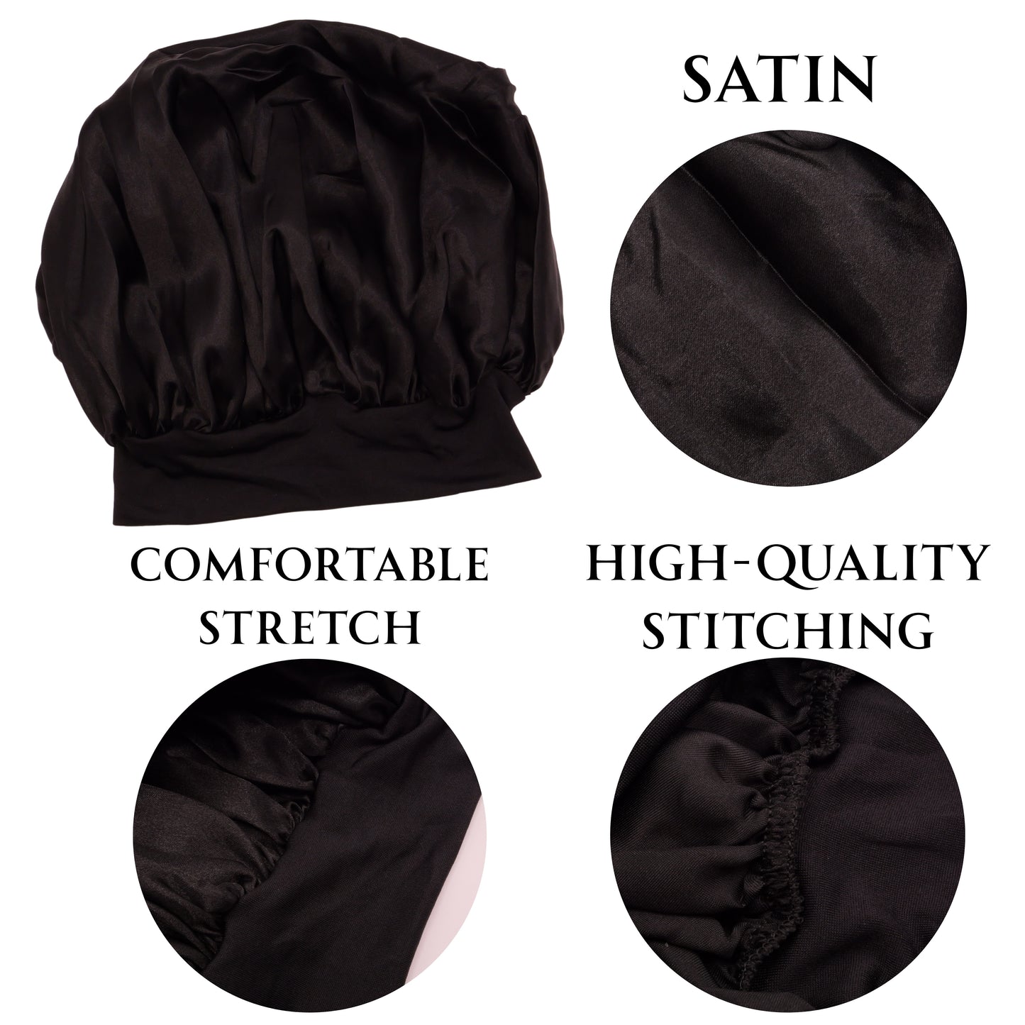 Satin Bonnet Silk Hair Bonnet for Sleeping, Sleep Bonnets for Women Large Wide Soft Band Sleep Cap for Curly Hair Braids