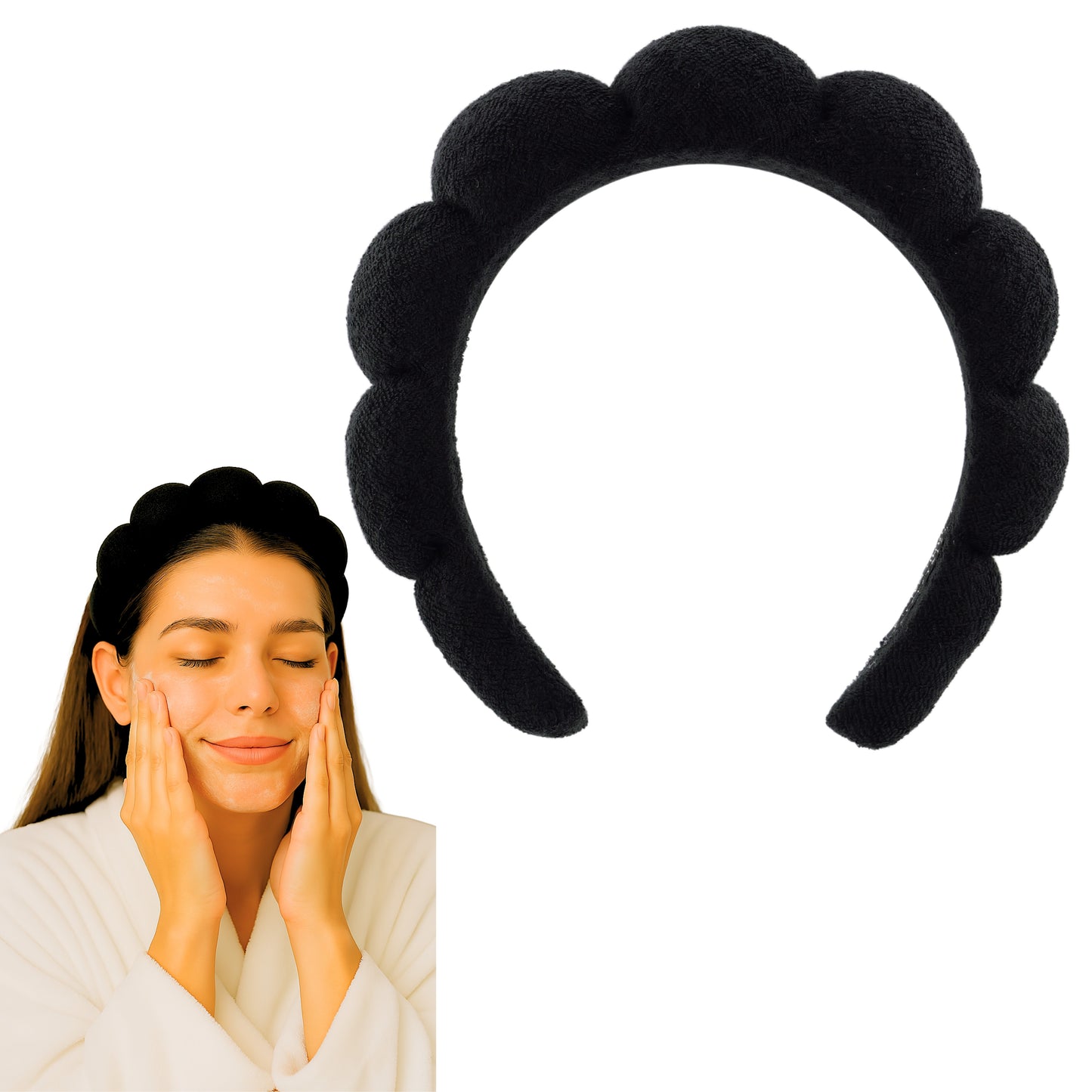 2 Orchids Skincare Headband – Soft Terry Cloth Hairband for Face Wash, Spa & Makeup Use