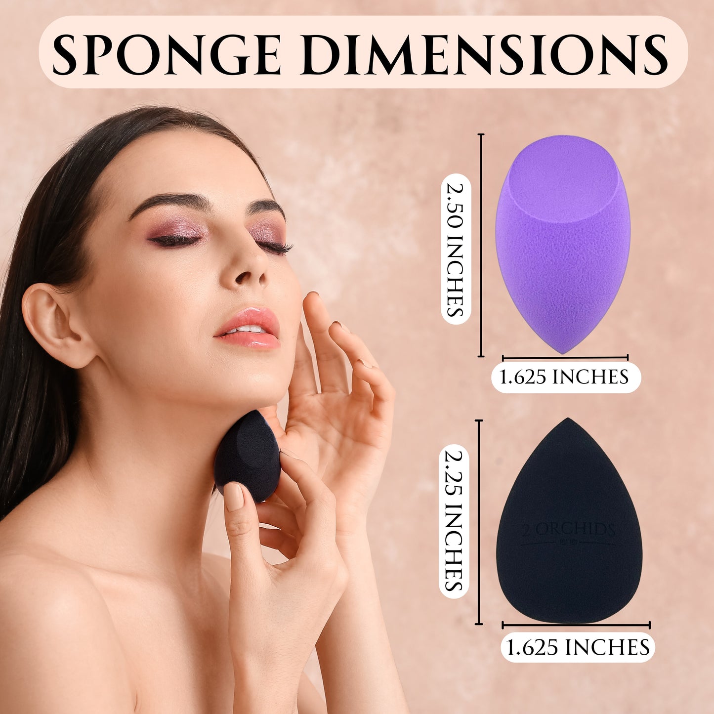2 Orchids Beauty Blender Sponge Pack – Foundation Makeup Applicator for Liquid & Dry Use, Latex-Free