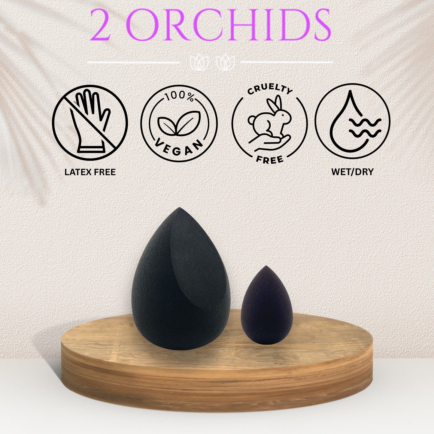 2 Orchids Makeup Sponge Set – Mini & Full-Size Blenders for Multi-Use Face Makeup & Smooth Blending - Beauty Blender Set