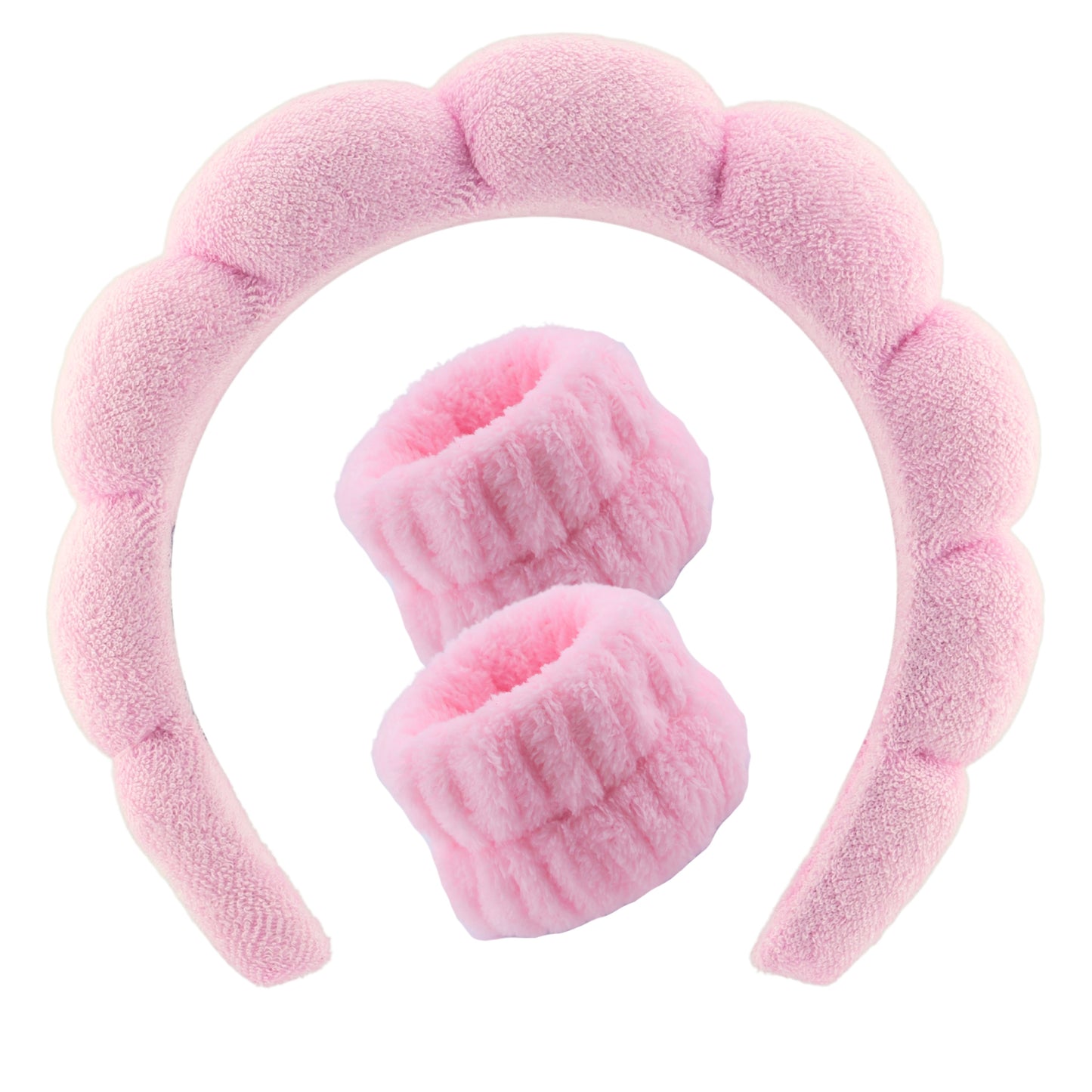 2 Orchids Face Wash Headband & Wristband Set – Fluffy Spa Headband for Washing Face & Skincare