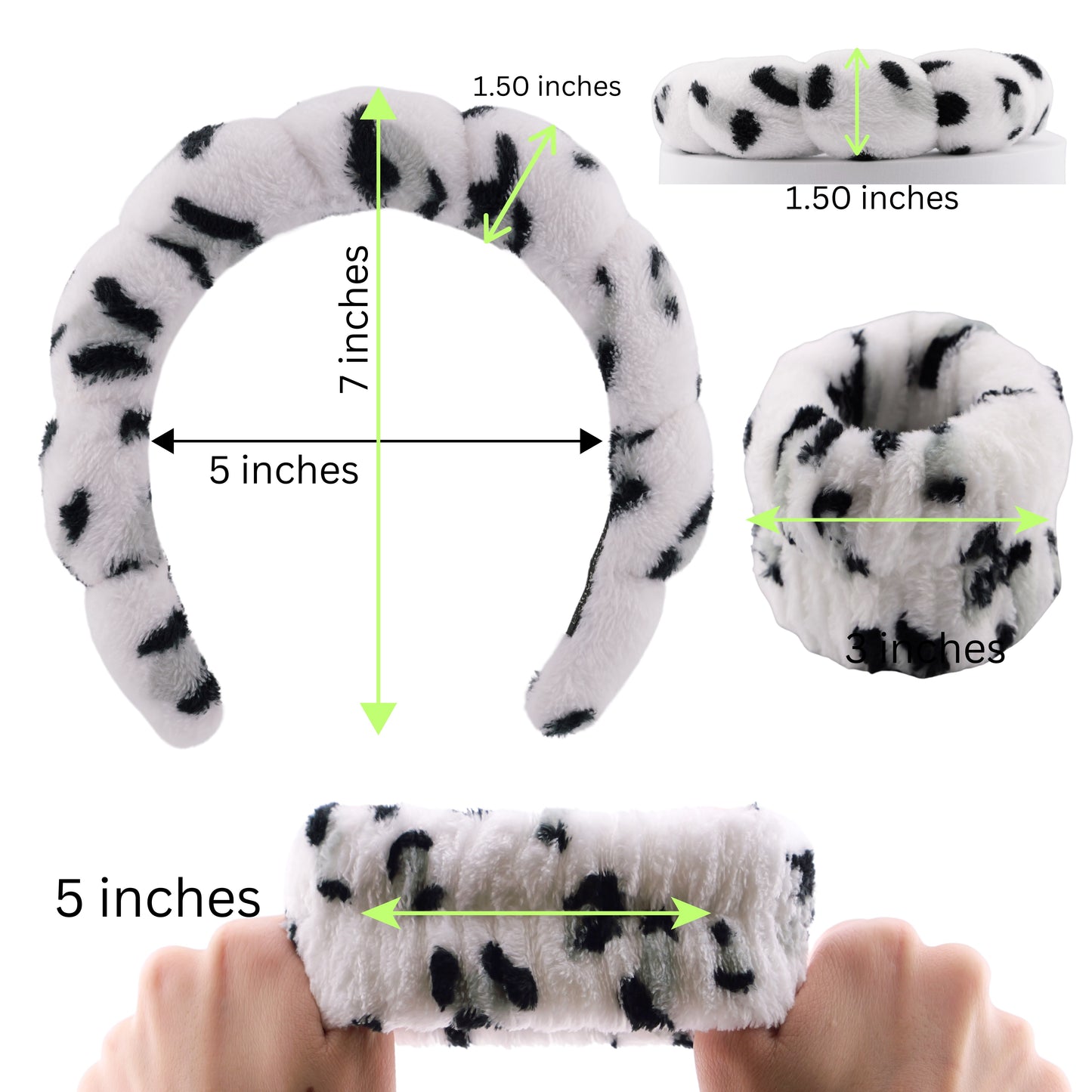 2 Orchids Face Wash Headband & Wristband Set – Fluffy Spa Headband for Washing Face & Skincare
