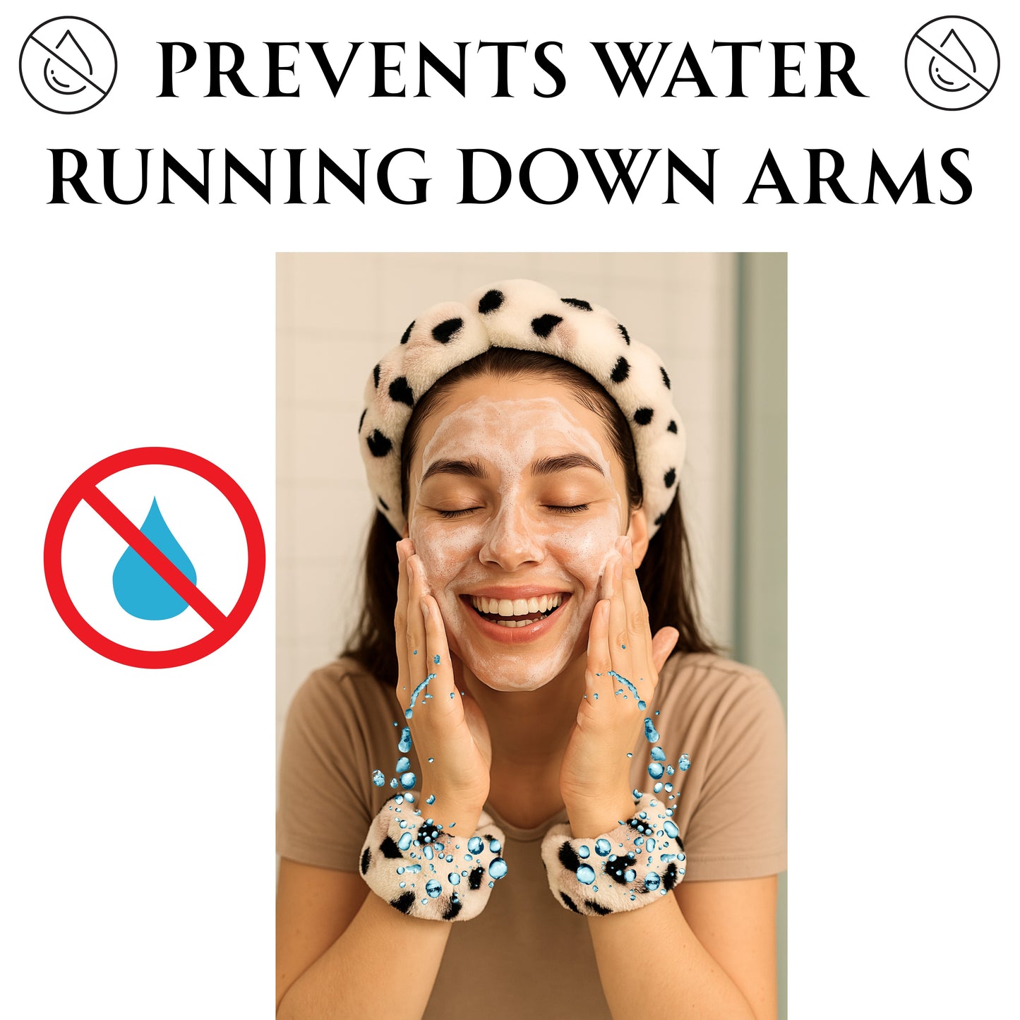 2 Orchids Face Wash Headband & Wristband Set – Fluffy Spa Headband for Washing Face & Skincare