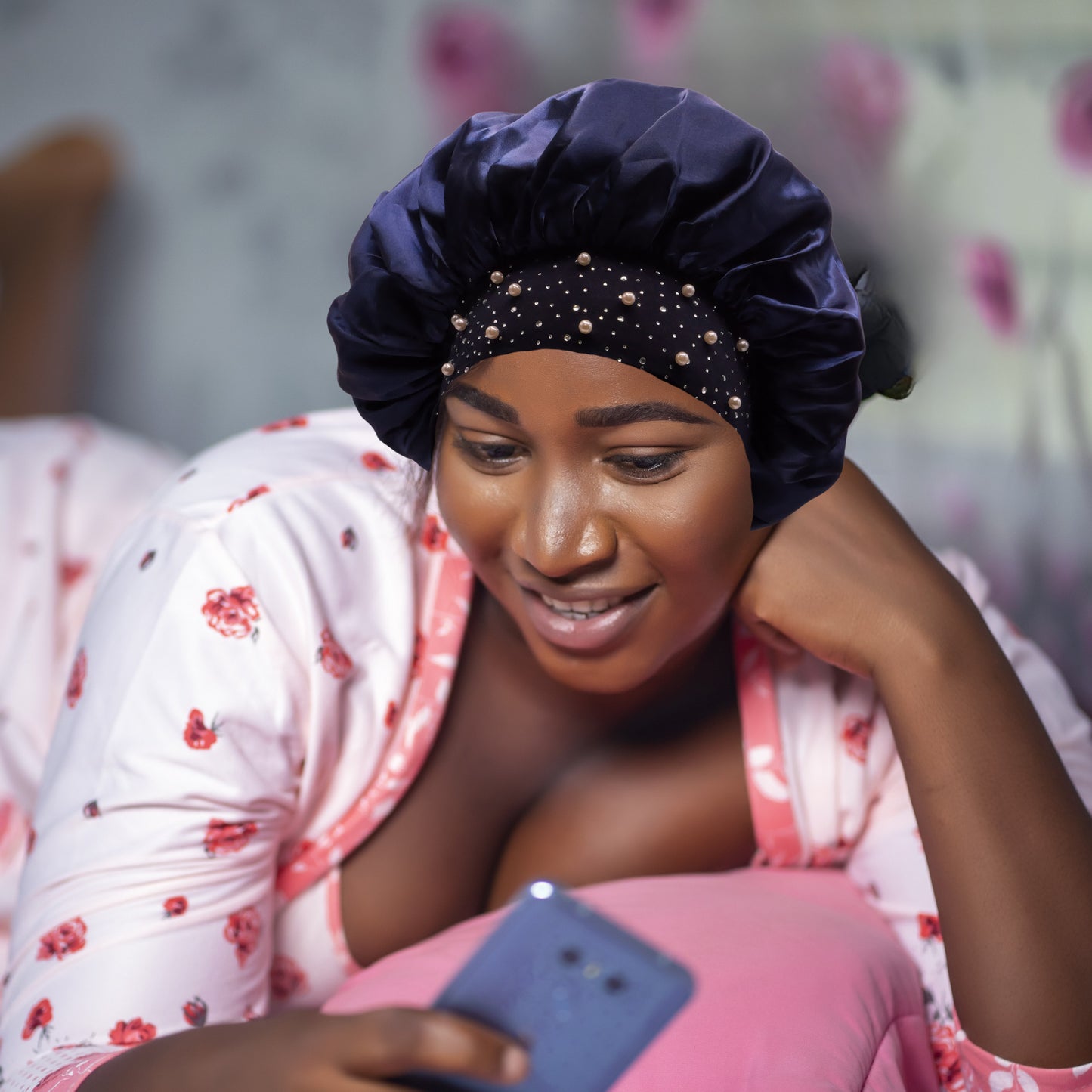 SIlk Bonnet Silk Hair Bonnet for Sleeping, Sleep Bonnets for Women Large Wide Soft Band Sleep Cap for Curly Hair Braids