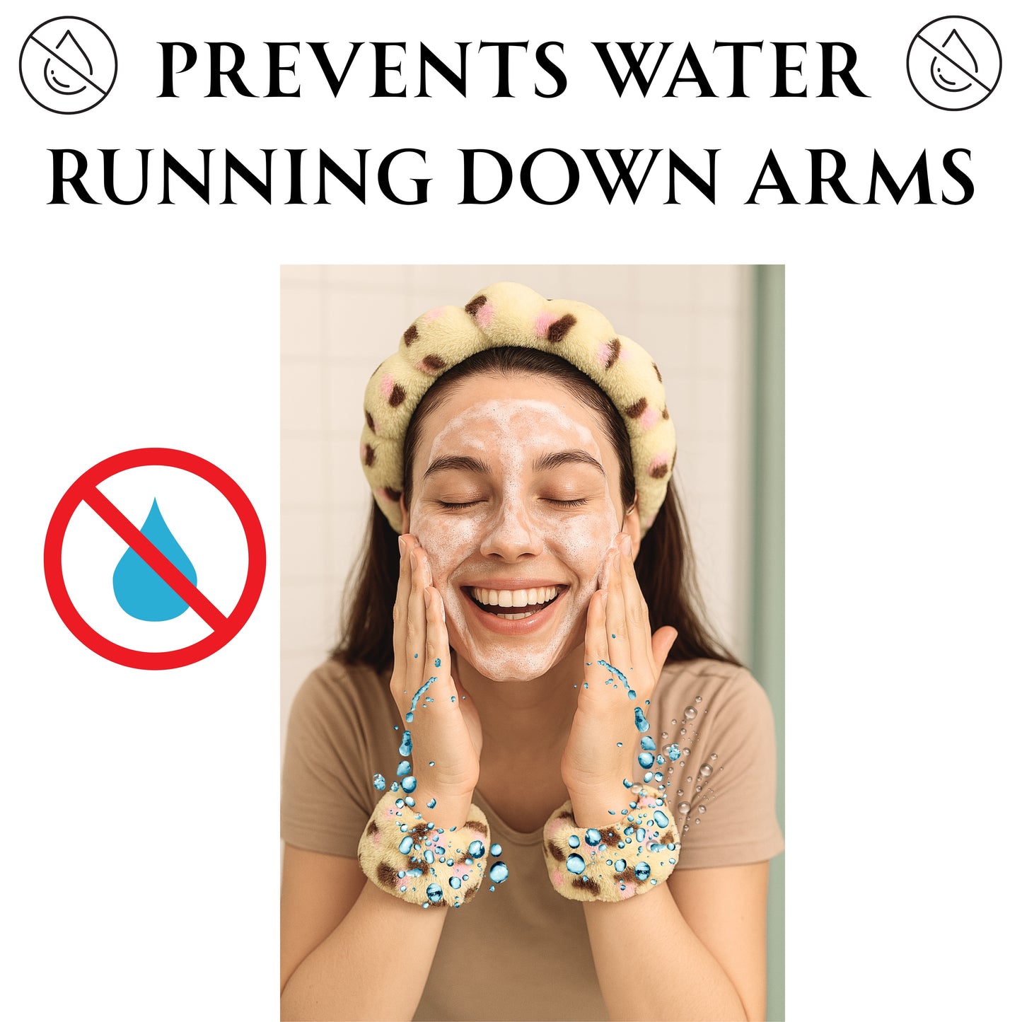 2 Orchids Face Wash Headband & Wristband Set – Fluffy Spa Headband for Washing Face & Skincare
