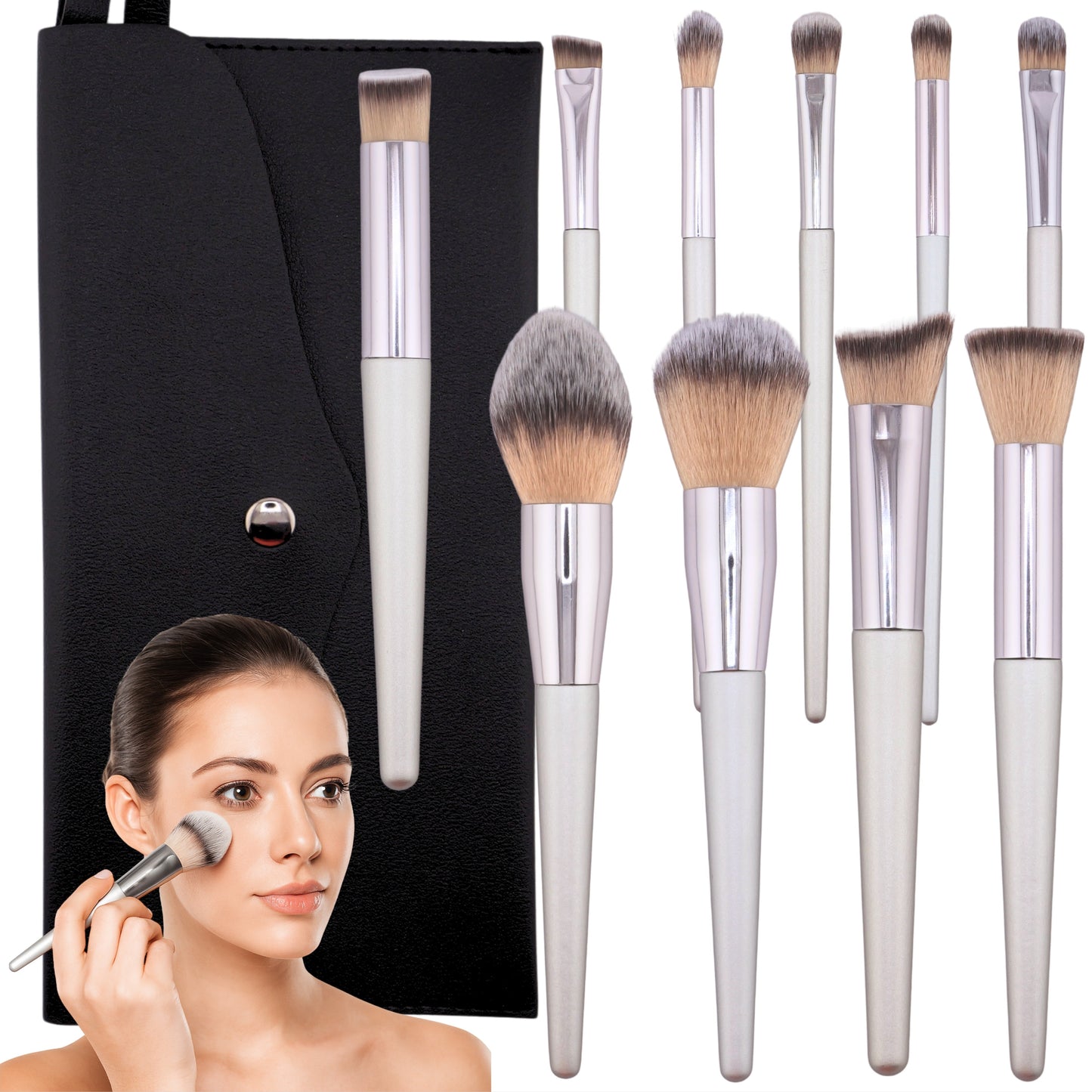 10-Piece Makeup Brush Set With Case 2 Orchids