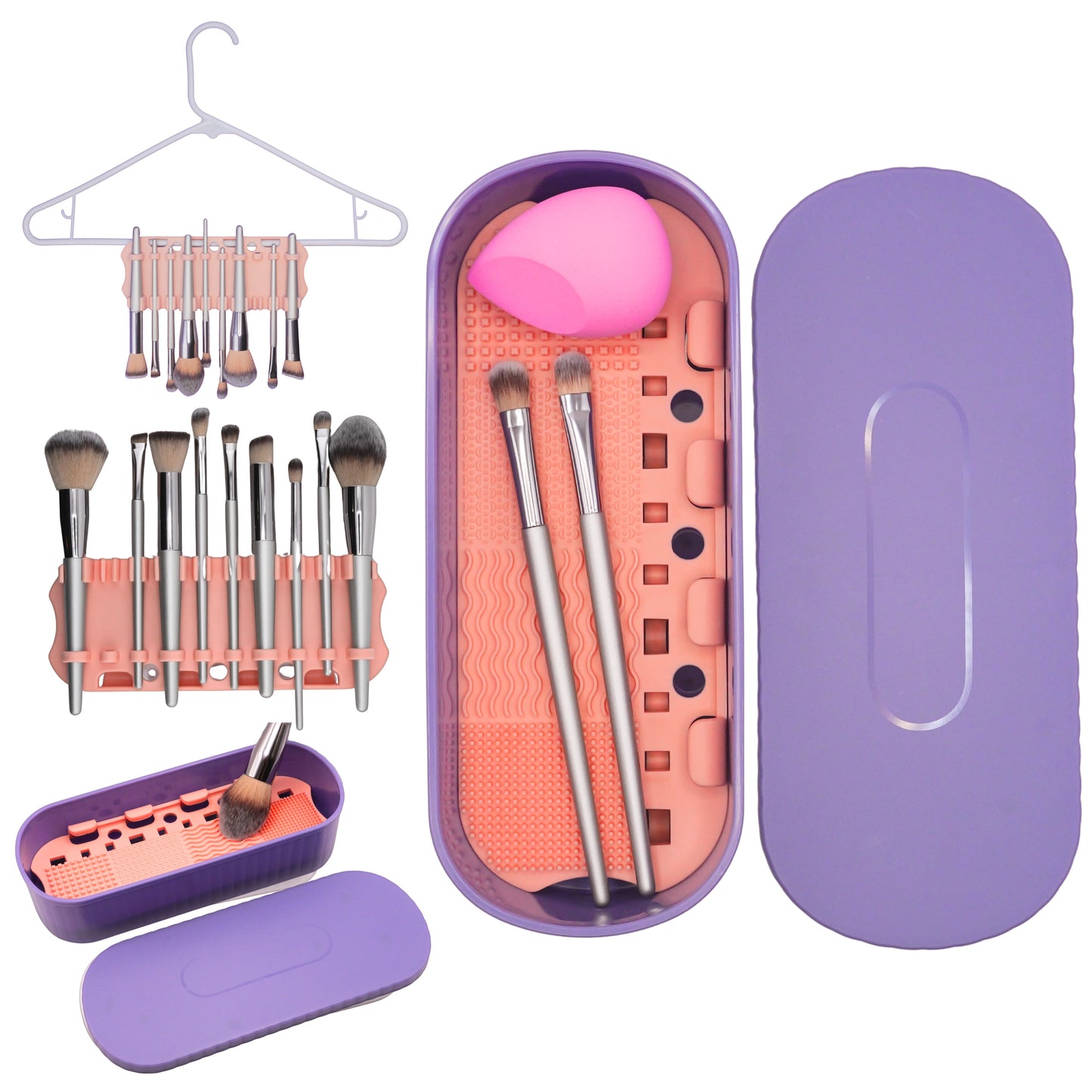 Makeup Brush Cleaner & Organizer – 3-in-1 Brush Cleaning Mat, Drying Rack & Cosmetic Brush Cleaner Pad for Makeup Brushes, Beauty Blenders, and Sponges