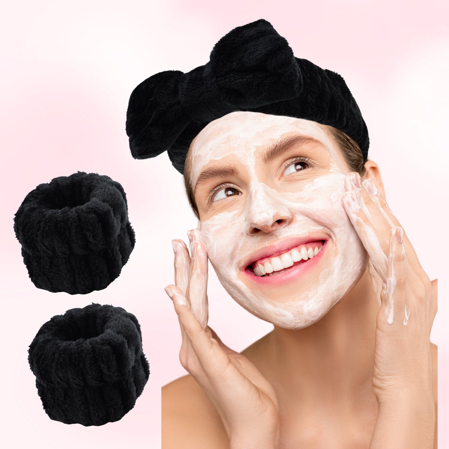 Spa Headband and Wristband Set for Women – Face Wash Headband for Skincare, Makeup, Facial Mask – Cute Hair Band Gift for Teen Girls & Women Selfcare