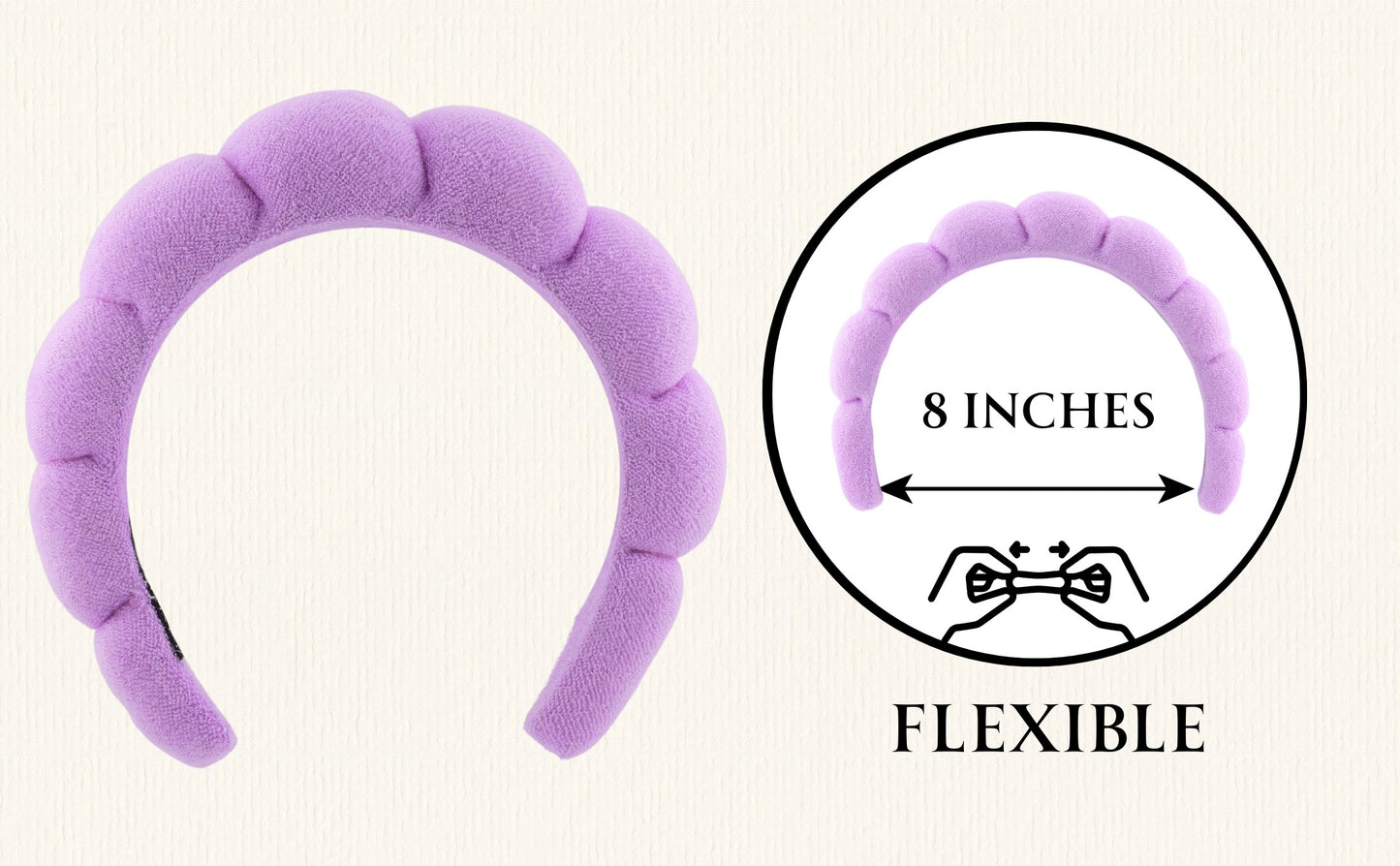 2 Orchids Face Wash Headband & Wristband Set – Fluffy Spa Headband for Washing Face & Skincare