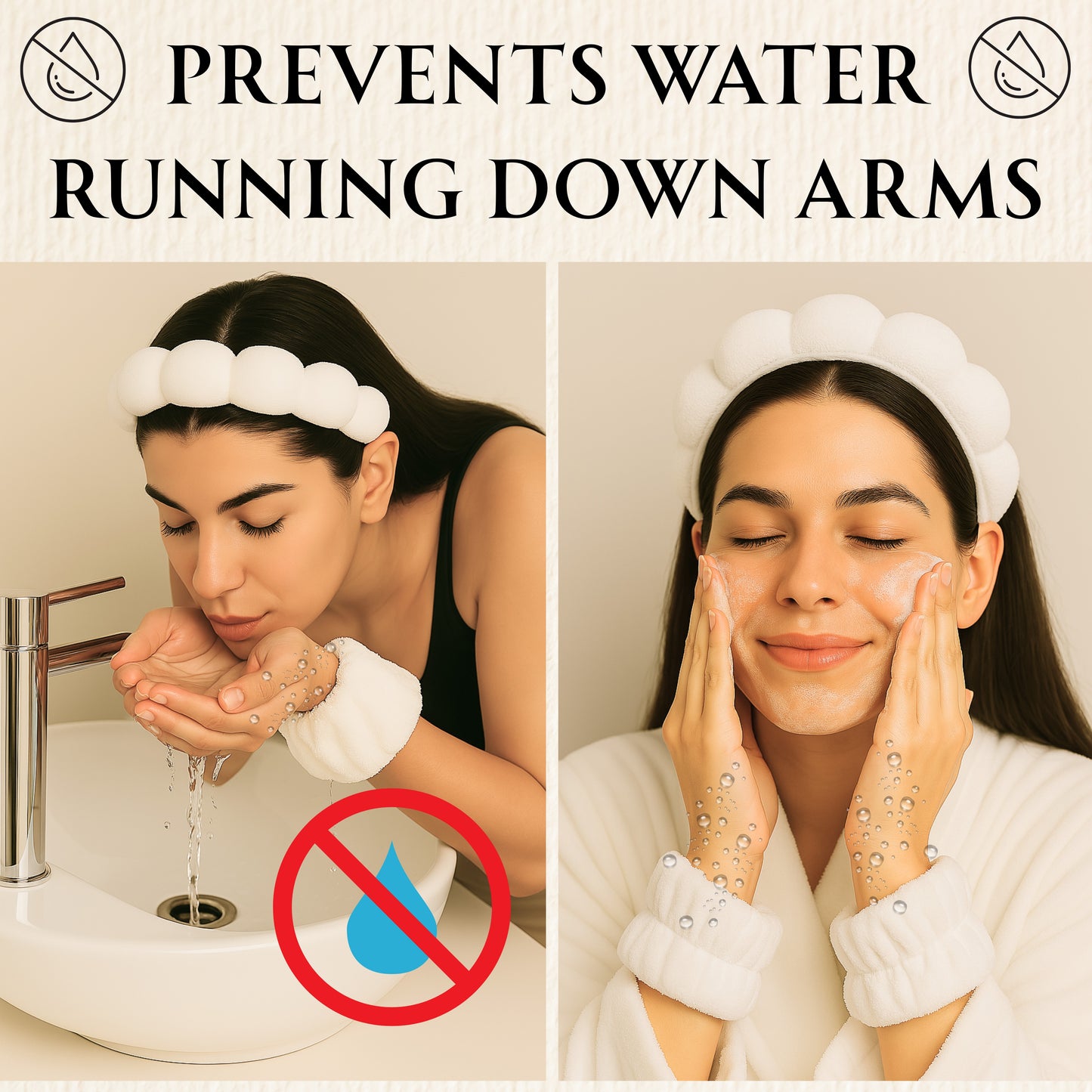 2 Orchids Face Wash Headband & Wristband Set – Fluffy Spa Headband for Washing Face & Skincare
