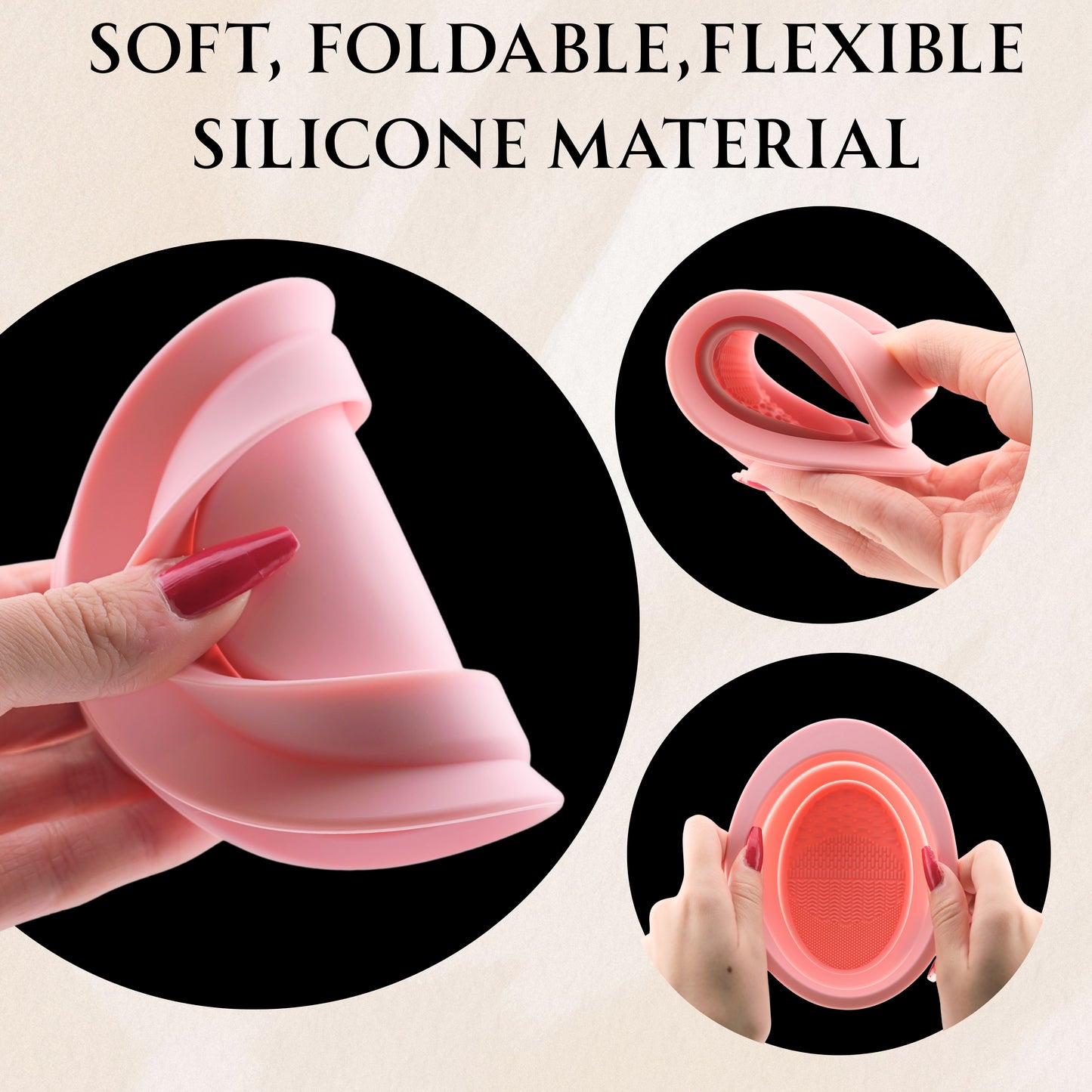 Makeup Brush Cleaner Bowl – Foldable Silicone Makeup Brush Cleaning Mat & Pad, Portable Brush Cleaner Tool for Brushes, Sponges, Puffs