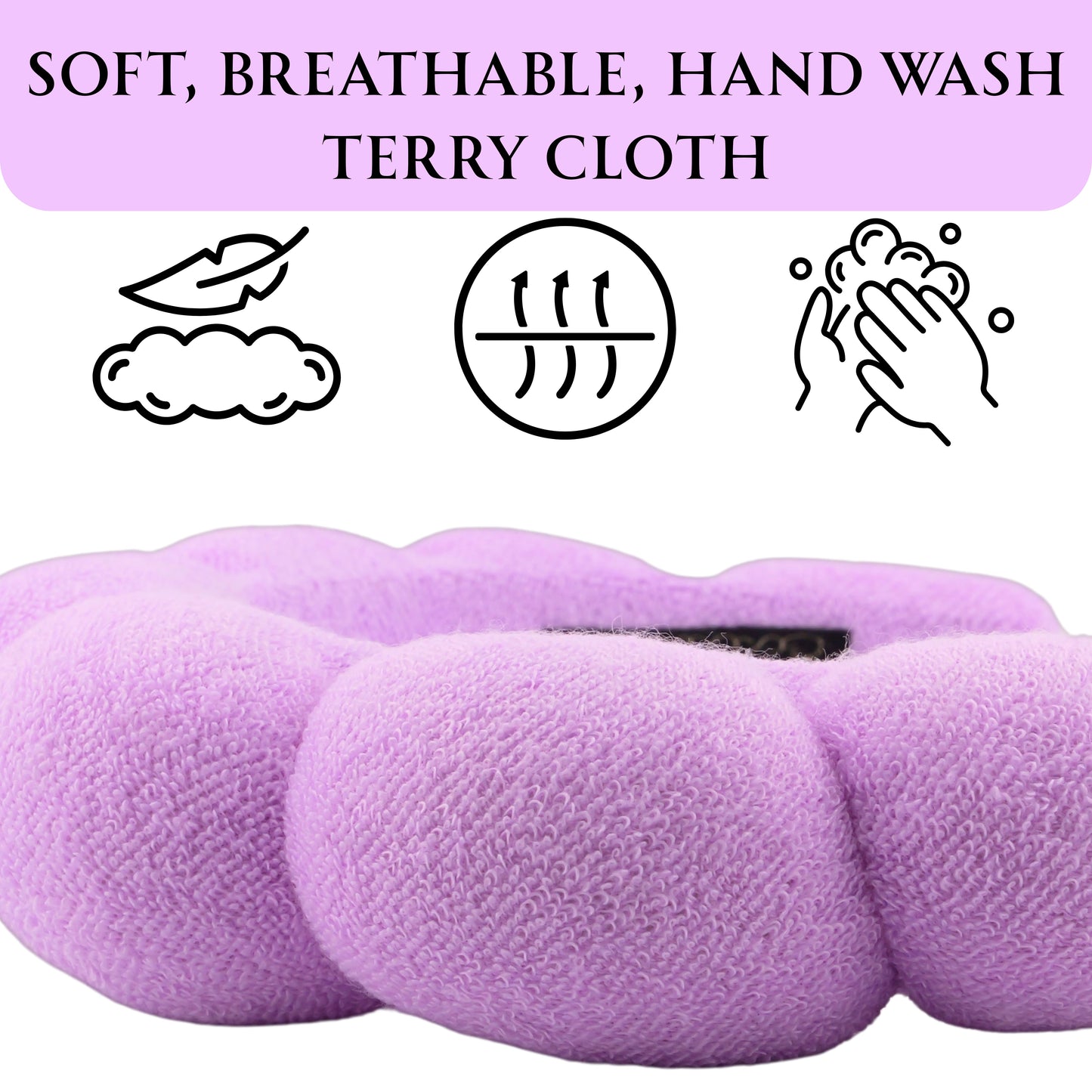 2 Orchids Skincare Headband – Soft Terry Cloth Hairband for Face Wash, Spa & Makeup Use