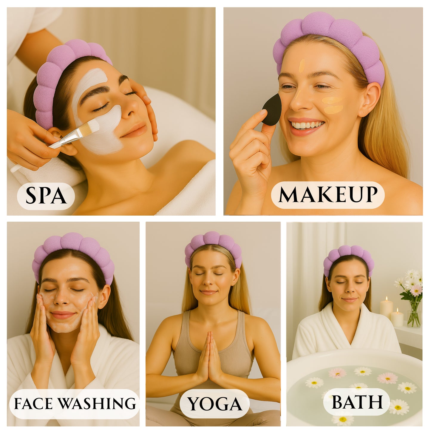 2 Orchids Skincare Headband – Soft Terry Cloth Hairband for Face Wash, Spa & Makeup Use