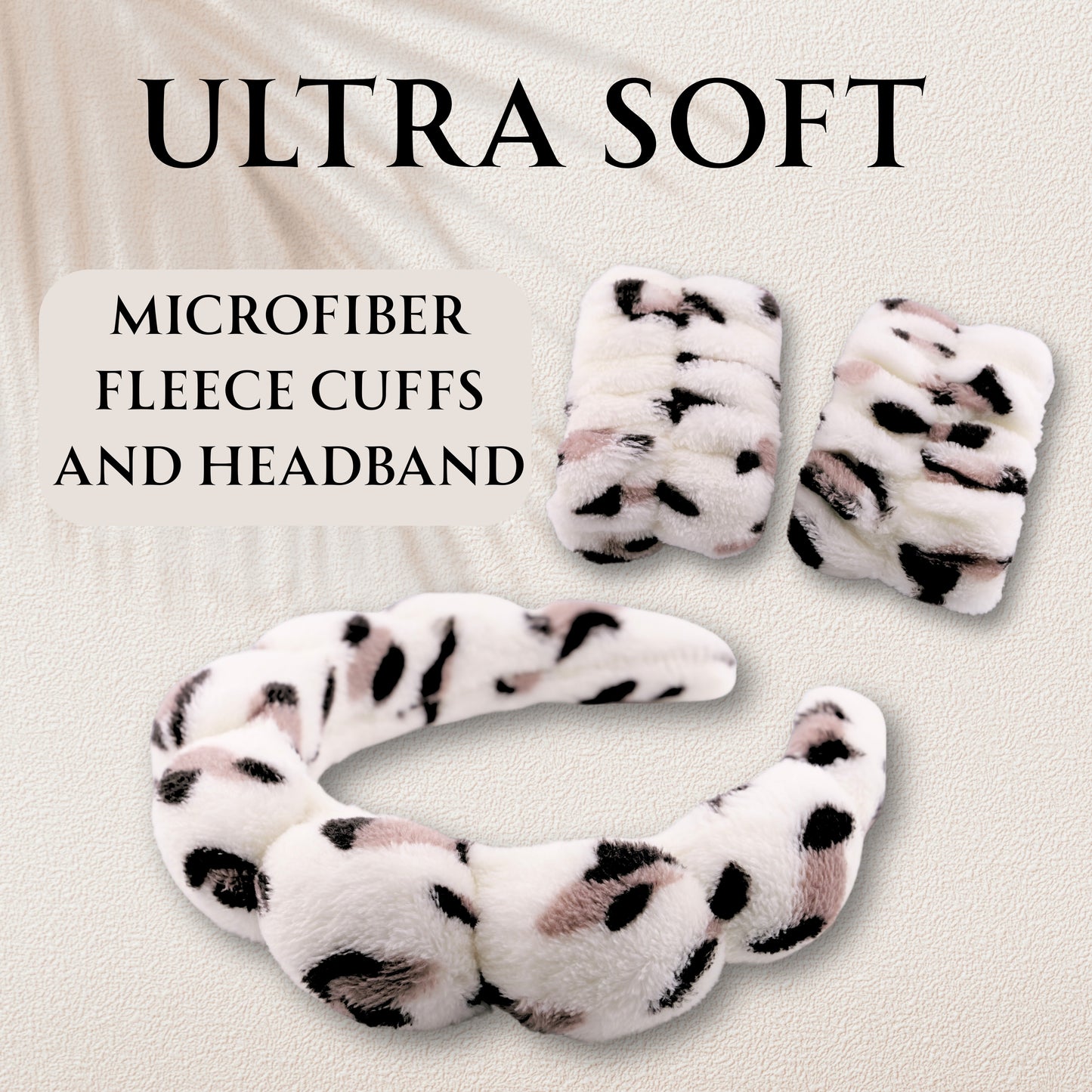 2 Orchids Face Wash Headband & Wristband Set – Fluffy Spa Headband for Washing Face & Skincare