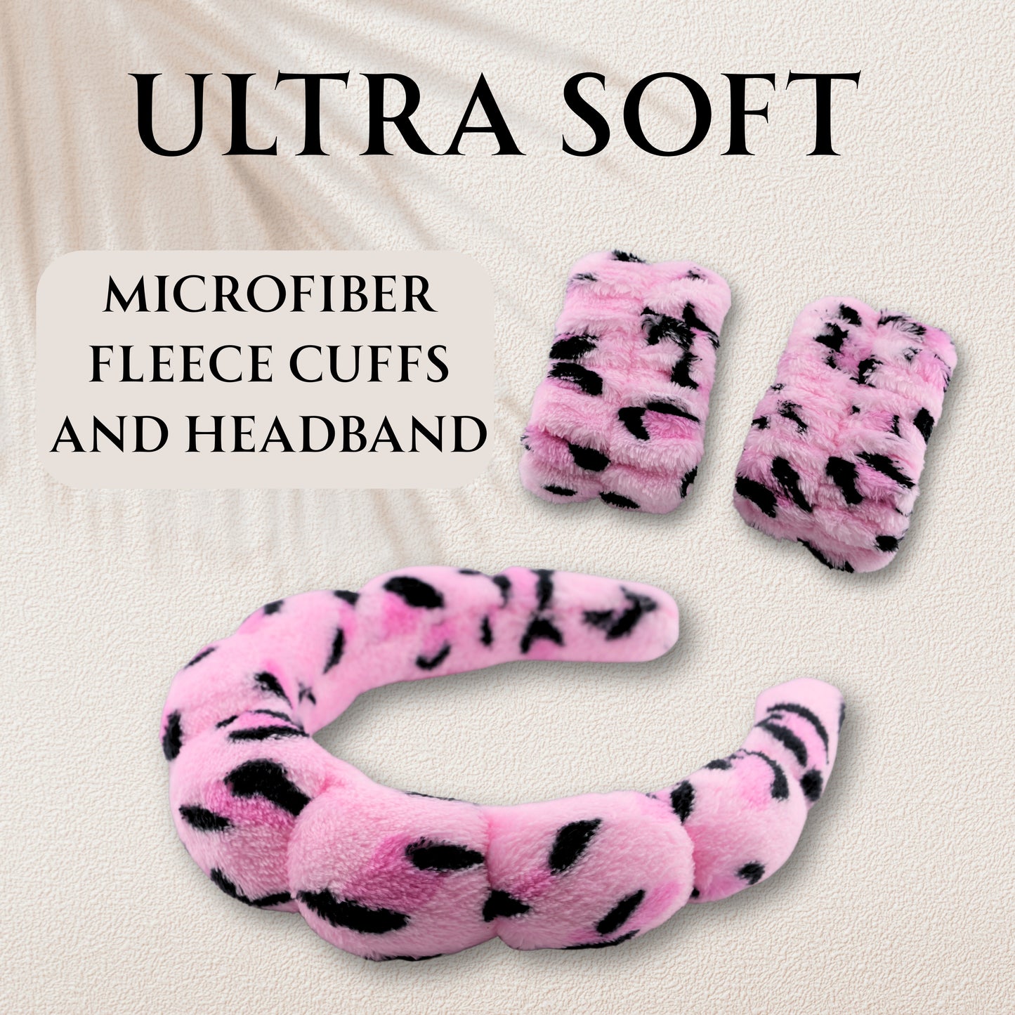 2 Orchids Face Wash Headband & Wristband Set – Fluffy Spa Headband for Washing Face & Skincare