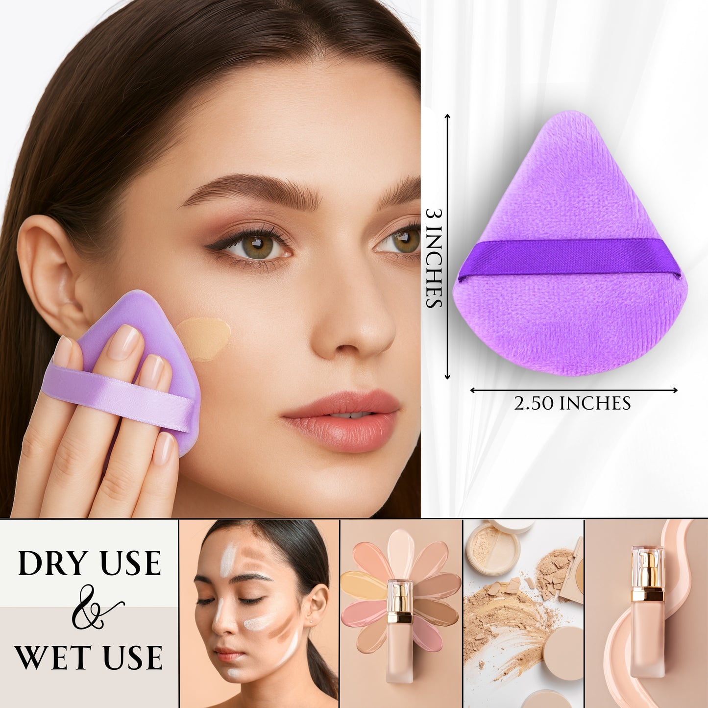 Makeup Sponge Set – Beauty Blender Pack with Powder Puff, Mini Makeup Sponges, Triangle Puffs, Soft Make Up Blender for Liquid, Powder & Foundation