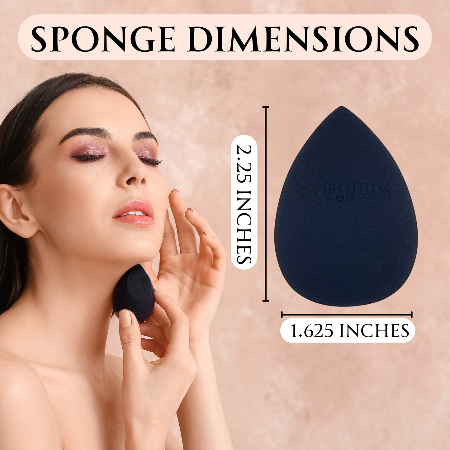 2 Orchids Black Beauty Blender – Makeup Sponge for Women & Teens, Foundation Applicator, Pro Finish