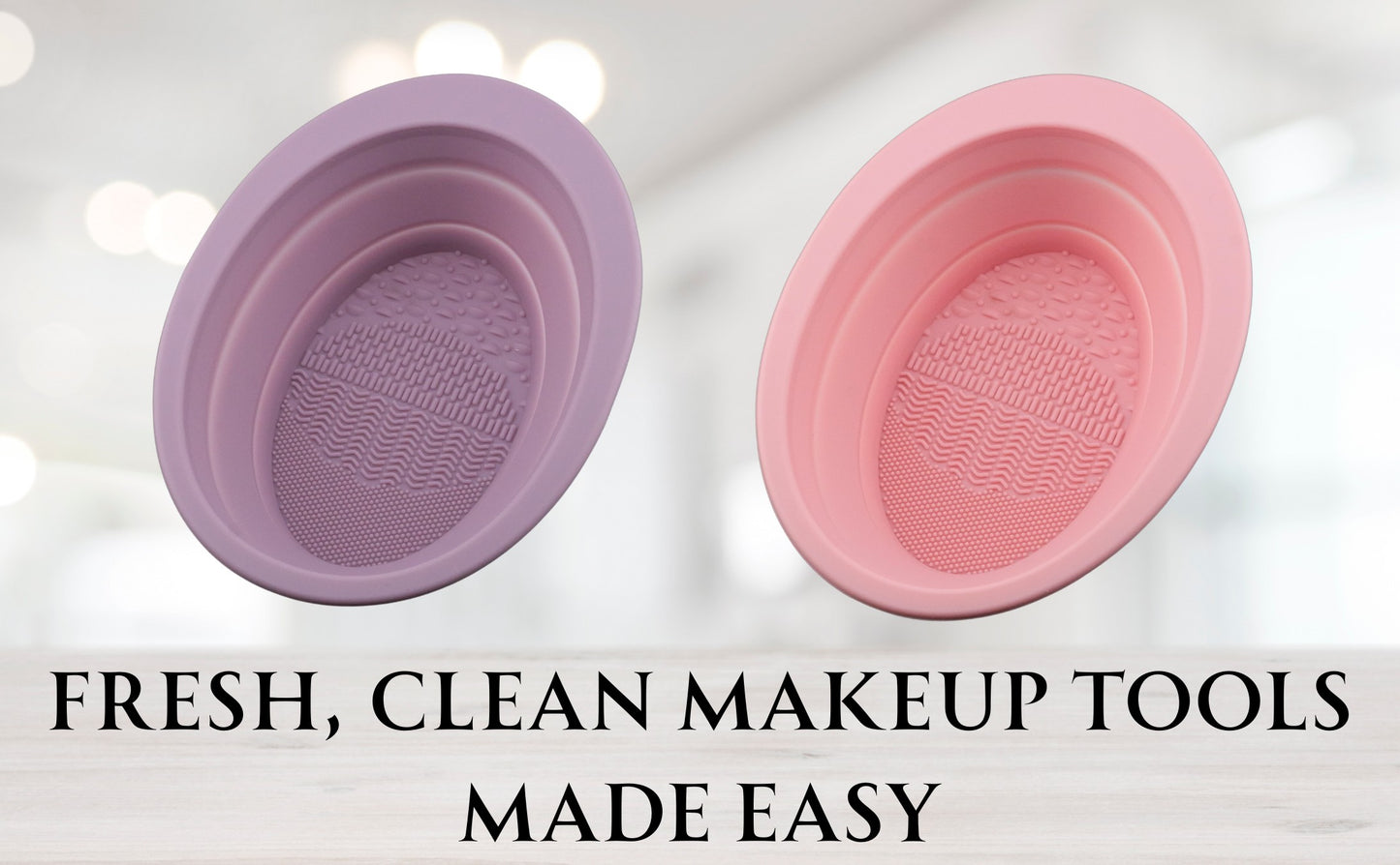 Makeup Brush Cleaner Bowl – Foldable Silicone Makeup Brush Cleaning Mat & Pad, Portable Brush Cleaner Tool for Brushes, Sponges, Puffs