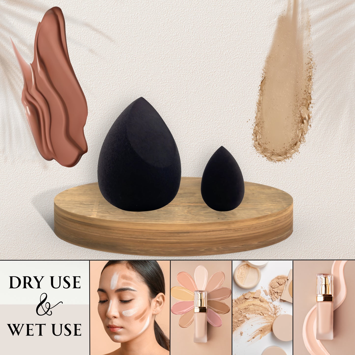 2 Orchids Makeup Sponge Set – Mini & Full-Size Blenders for Multi-Use Face Makeup & Smooth Blending - Beauty Blender Set