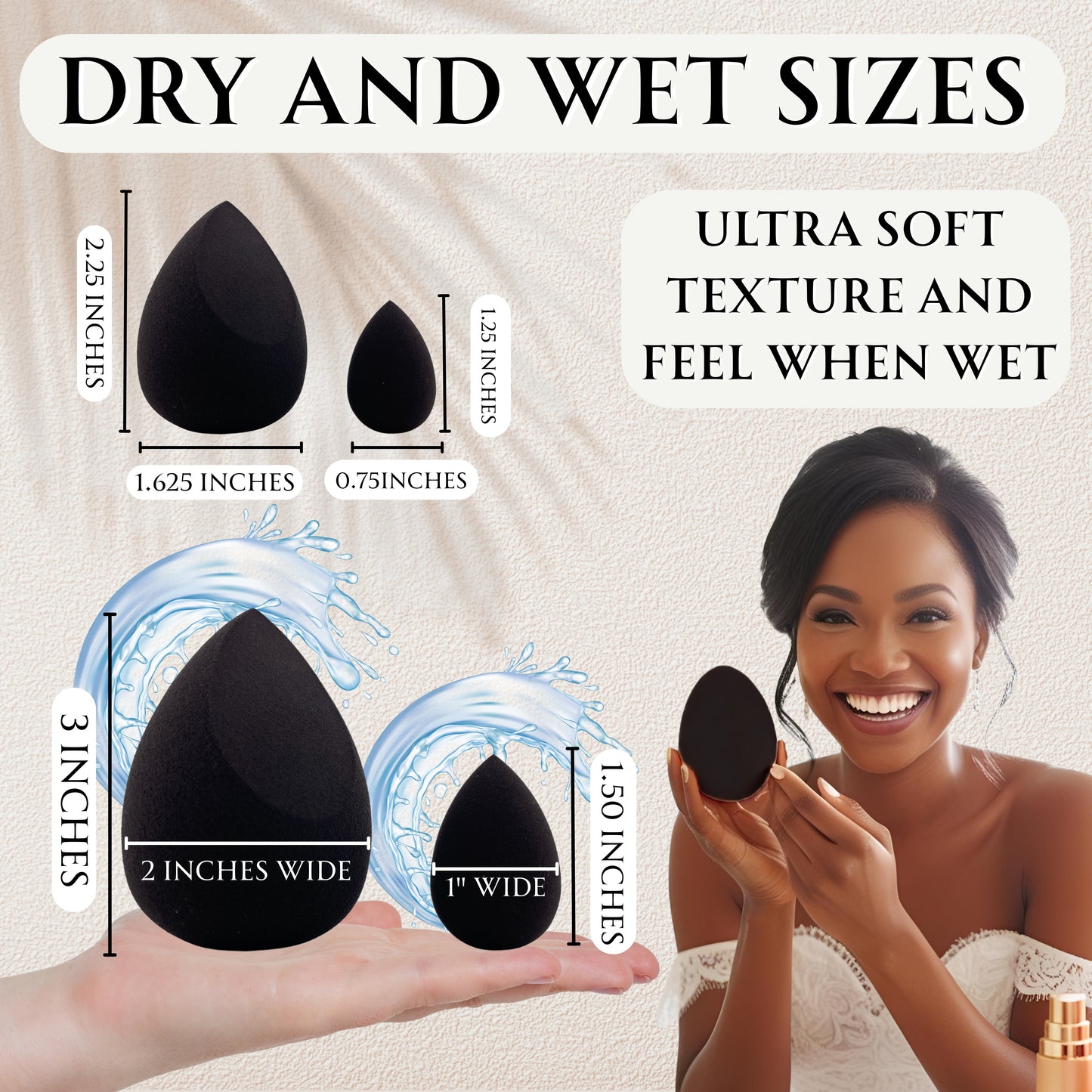 2 Orchids Makeup Sponge Set – Mini & Full-Size Blenders for Multi-Use Face Makeup & Smooth Blending - Beauty Blender Set