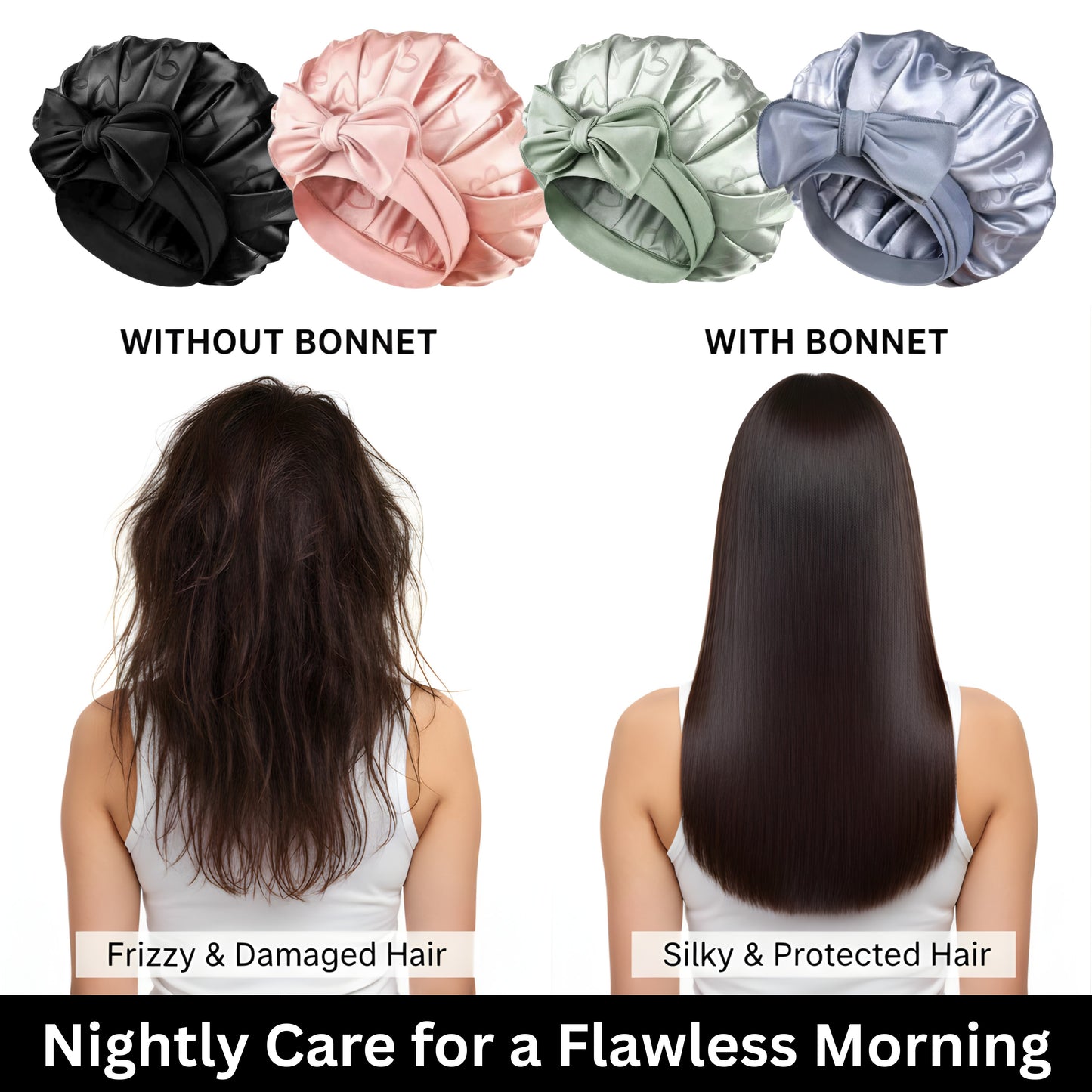 Large Satin Tie Bonnets