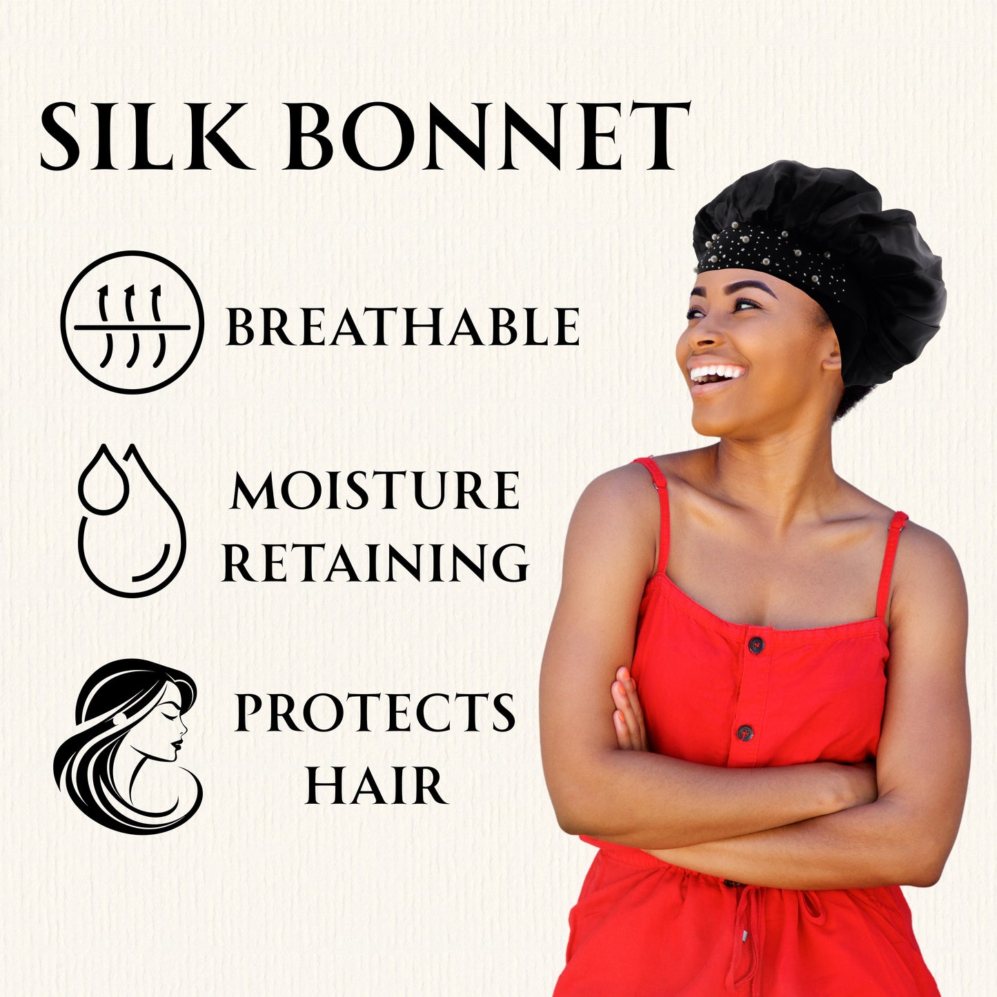 SIlk Bonnet Silk Hair Bonnet for Sleeping, Sleep Bonnets for Women Large Wide Soft Band Sleep Cap for Curly Hair Braids