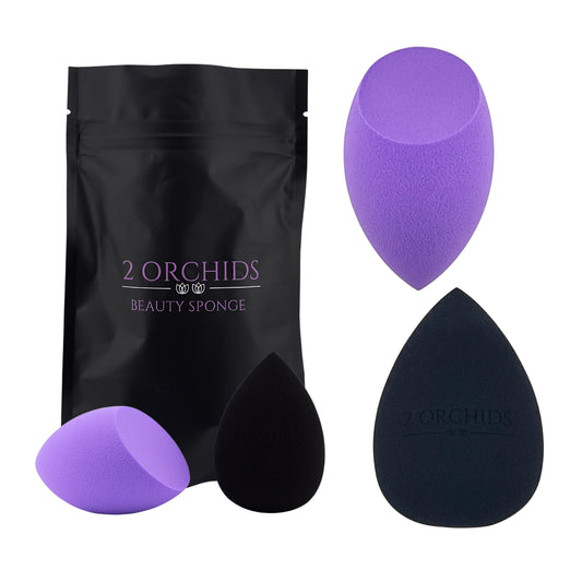 2 Orchids Beauty Blender Sponge Pack – Foundation Makeup Applicator for Liquid & Dry Use, Latex-Free