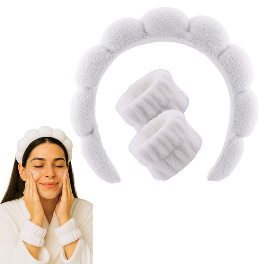 2 Orchids Face Wash Headband & Wristband Set – Fluffy Spa Headband for Washing Face & Skincare