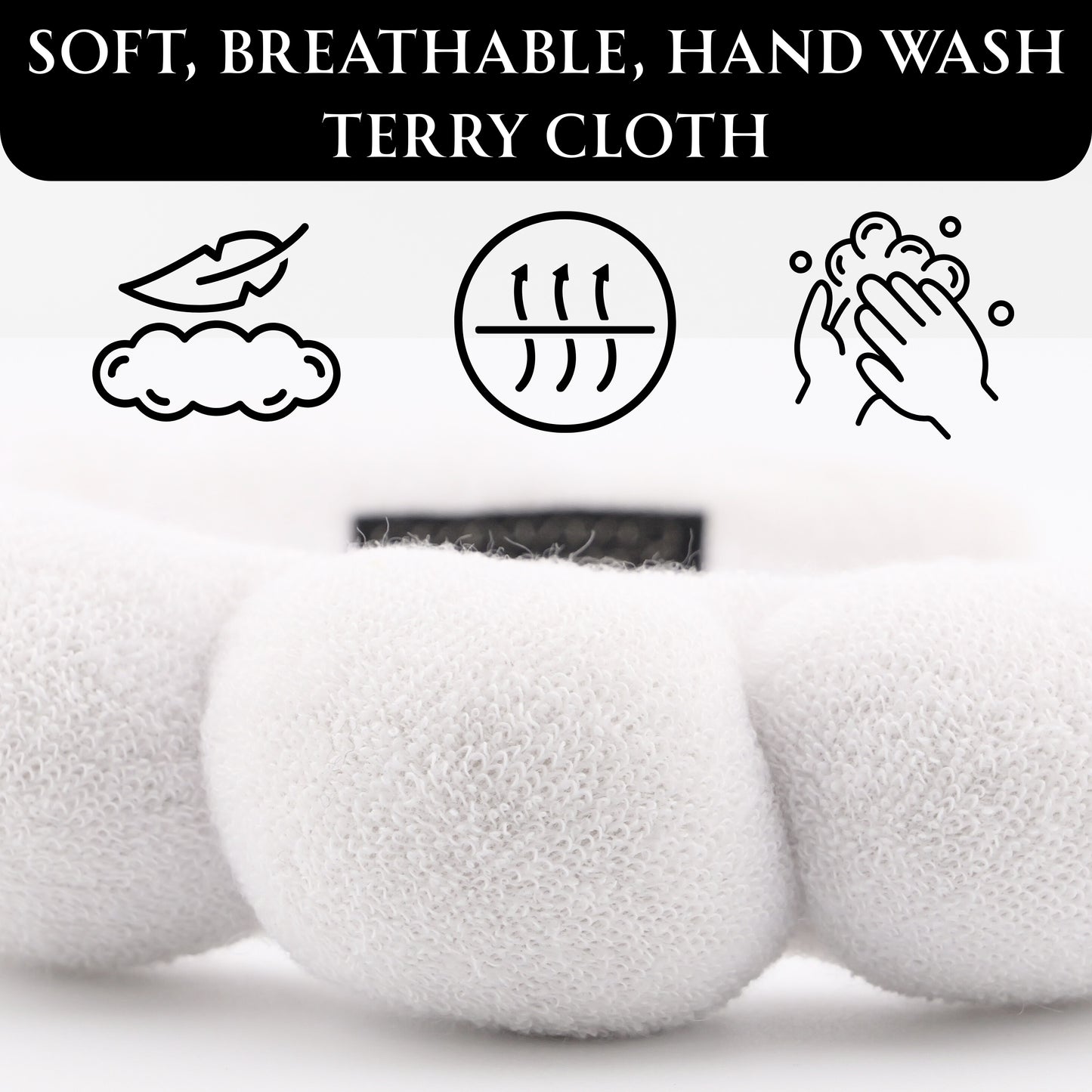 2 Orchids Skincare Headband – Soft Terry Cloth Hairband for Face Wash, Spa & Makeup Use