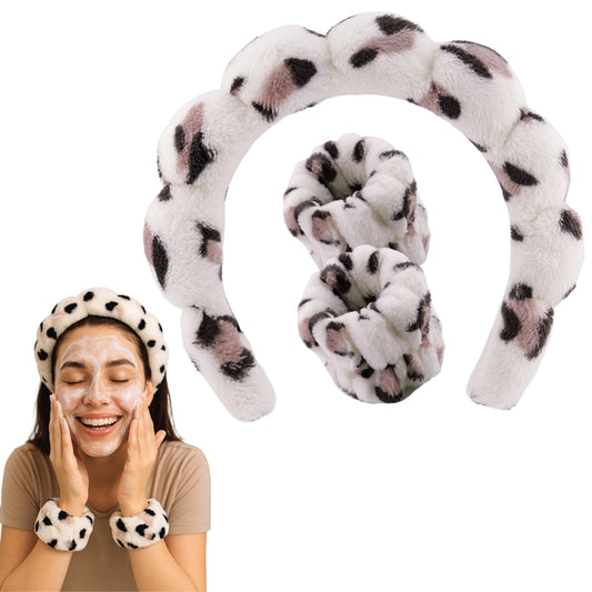 2 Orchids Face Wash Headband & Wristband Set – Fluffy Spa Headband for Washing Face & Skincare