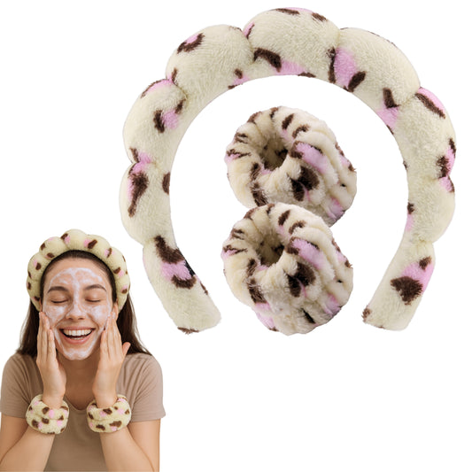 2 Orchids Face Wash Headband & Wristband Set – Fluffy Spa Headband for Washing Face & Skincare
