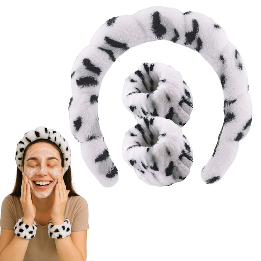2 Orchids Face Wash Headband & Wristband Set – Fluffy Spa Headband for Washing Face & Skincare