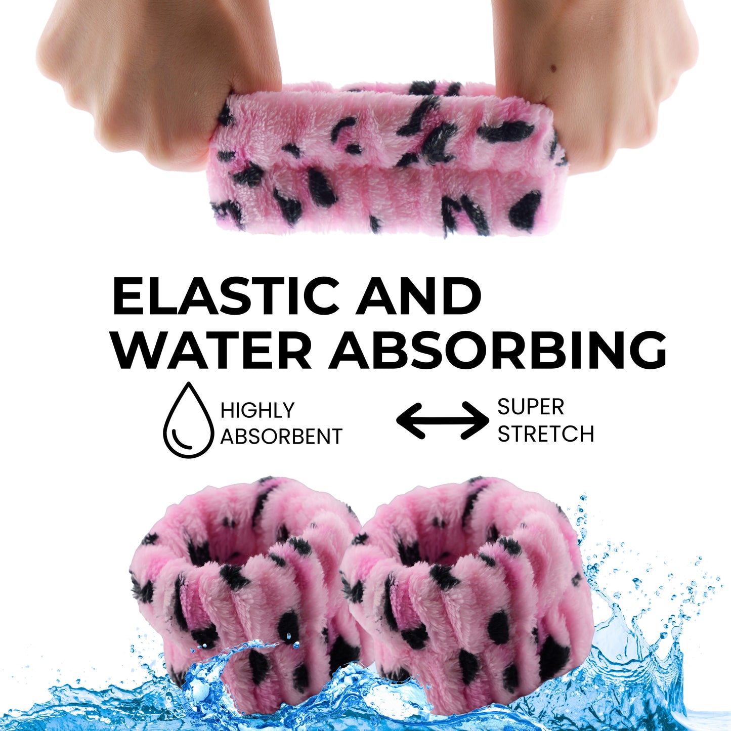 2 Orchids Face Wash Headband & Wristband Set – Fluffy Spa Headband for Washing Face & Skincare