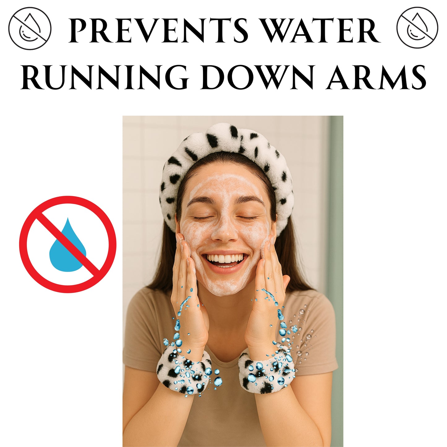 2 Orchids Face Wash Headband & Wristband Set – Fluffy Spa Headband for Washing Face & Skincare