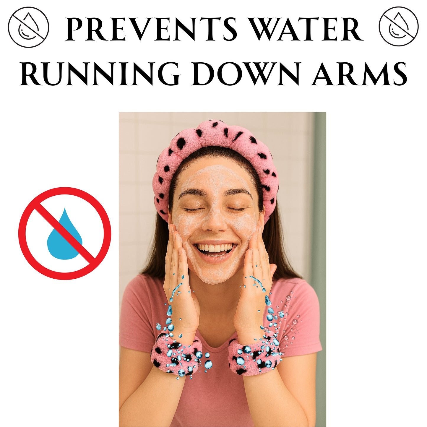 2 Orchids Face Wash Headband & Wristband Set – Fluffy Spa Headband for Washing Face & Skincare