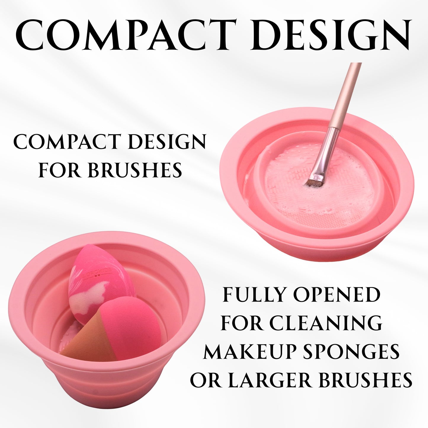 Makeup Brush Cleaner Bowl – Foldable Silicone Makeup Brush Cleaning Mat & Pad, Portable Brush Cleaner Tool for Brushes, Sponges, Puffs