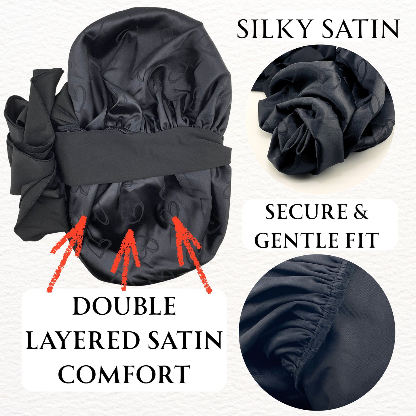 Large Satin Tie Bonnets