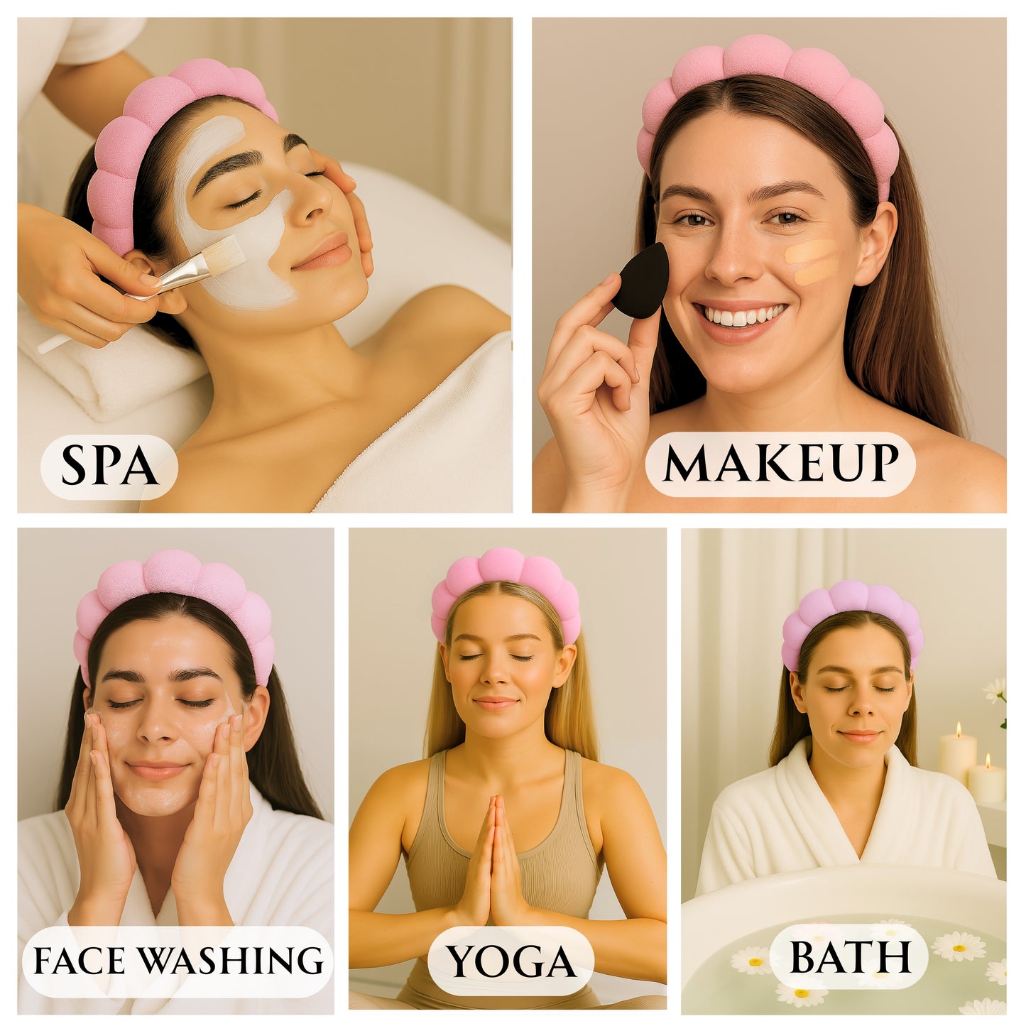 2 Orchids Skincare Headband – Soft Terry Cloth Hairband for Face Wash, Spa & Makeup Use