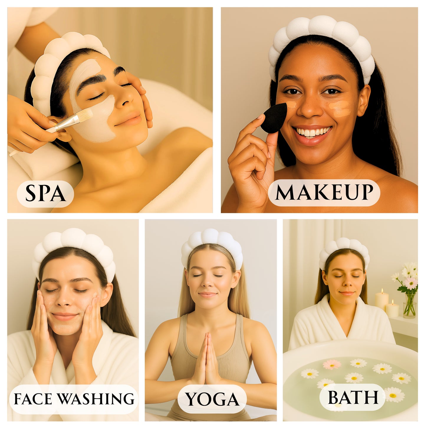 2 Orchids Skincare Headband – Soft Terry Cloth Hairband for Face Wash, Spa & Makeup Use