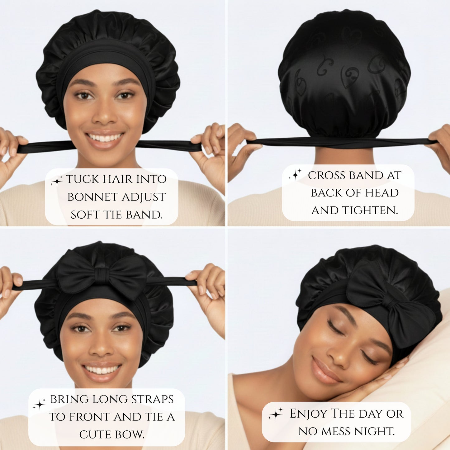 Large Satin Tie Bonnets