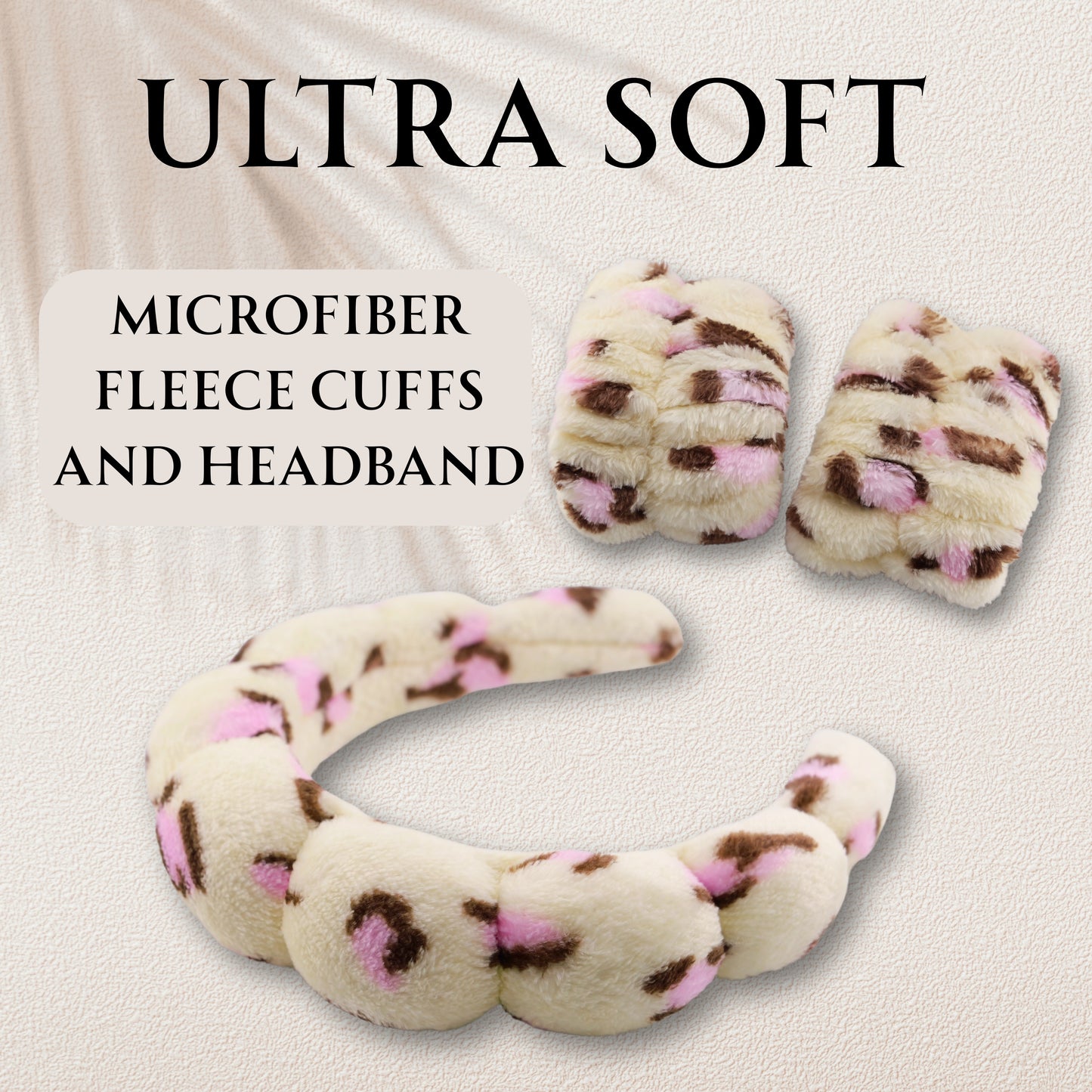 2 Orchids Face Wash Headband & Wristband Set – Fluffy Spa Headband for Washing Face & Skincare