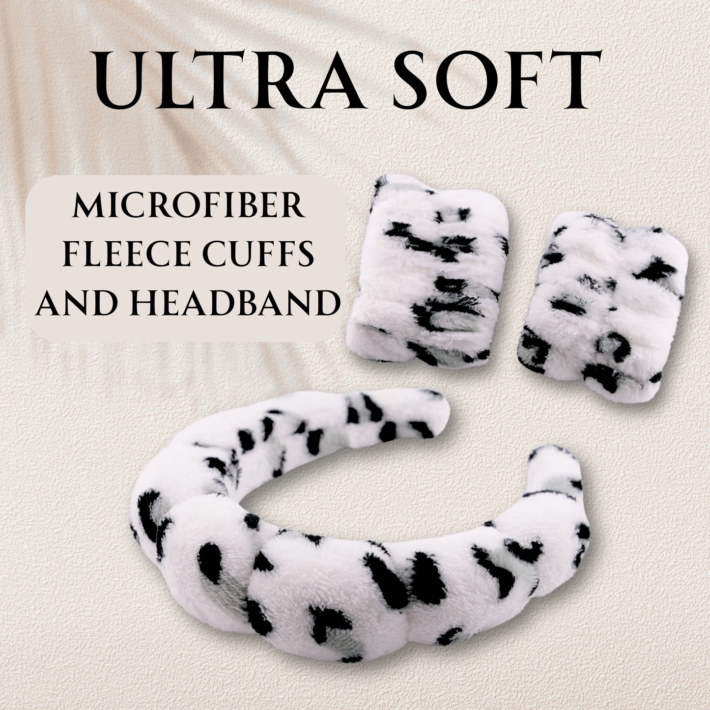 2 Orchids Face Wash Headband & Wristband Set – Fluffy Spa Headband for Washing Face & Skincare